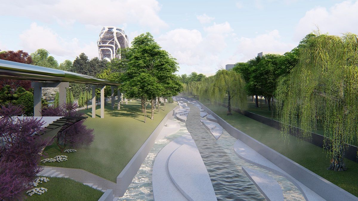 Застывшая волна и еще один стеклянный мост в Киеве: каким хотят сделать берег реки Лыбидь 4