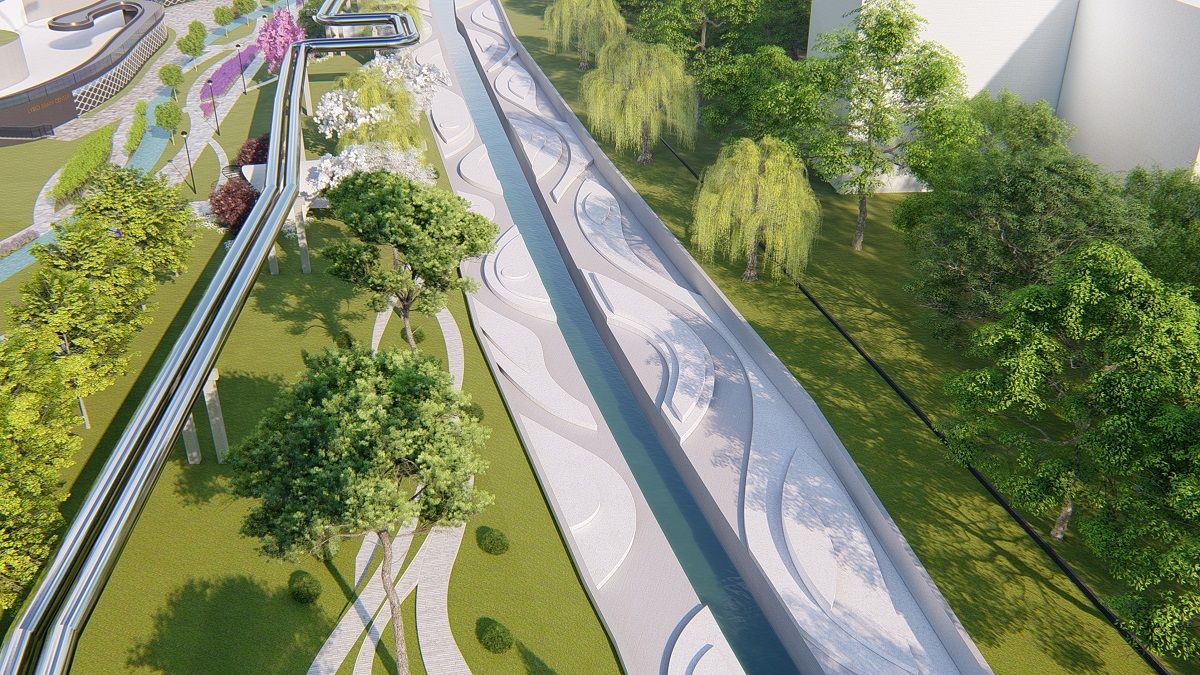 Застывшая волна и еще один стеклянный мост в Киеве: каким хотят сделать берег реки Лыбидь 5