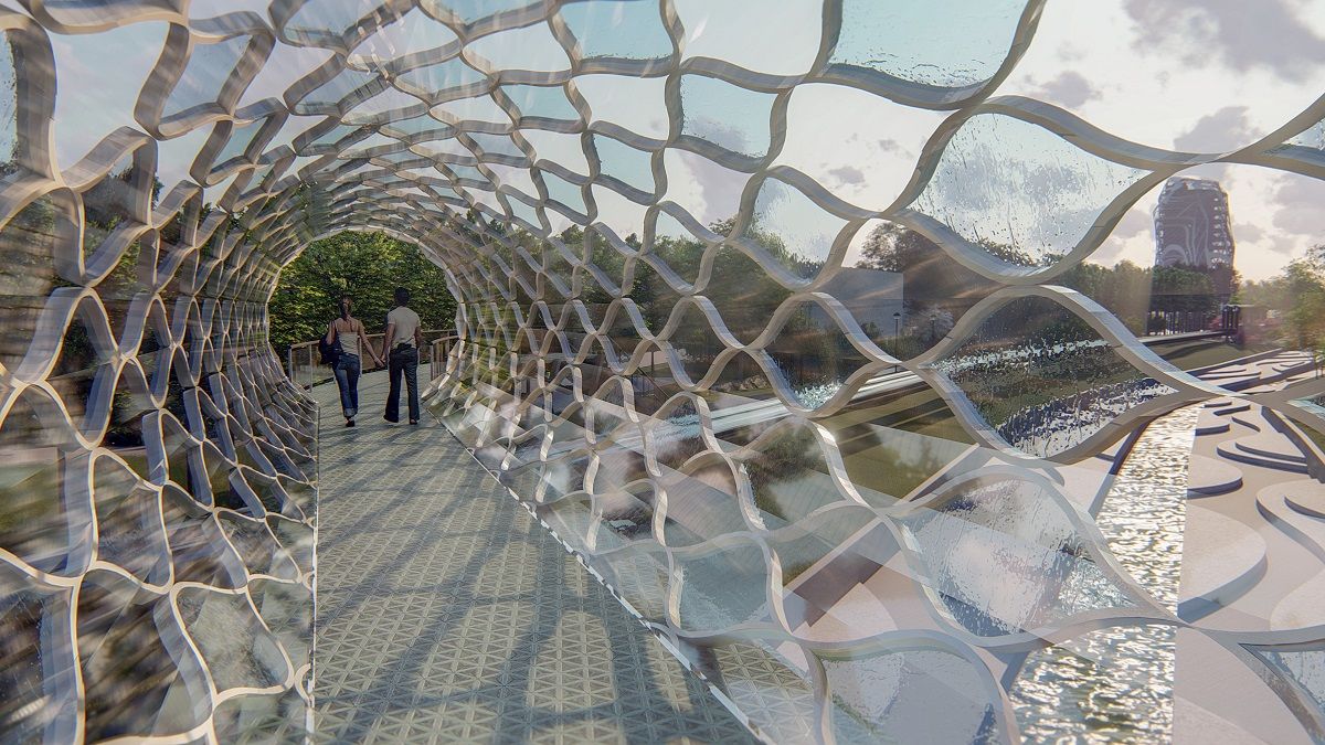 Застывшая волна и еще один стеклянный мост в Киеве: каким хотят сделать берег реки Лыбидь 10