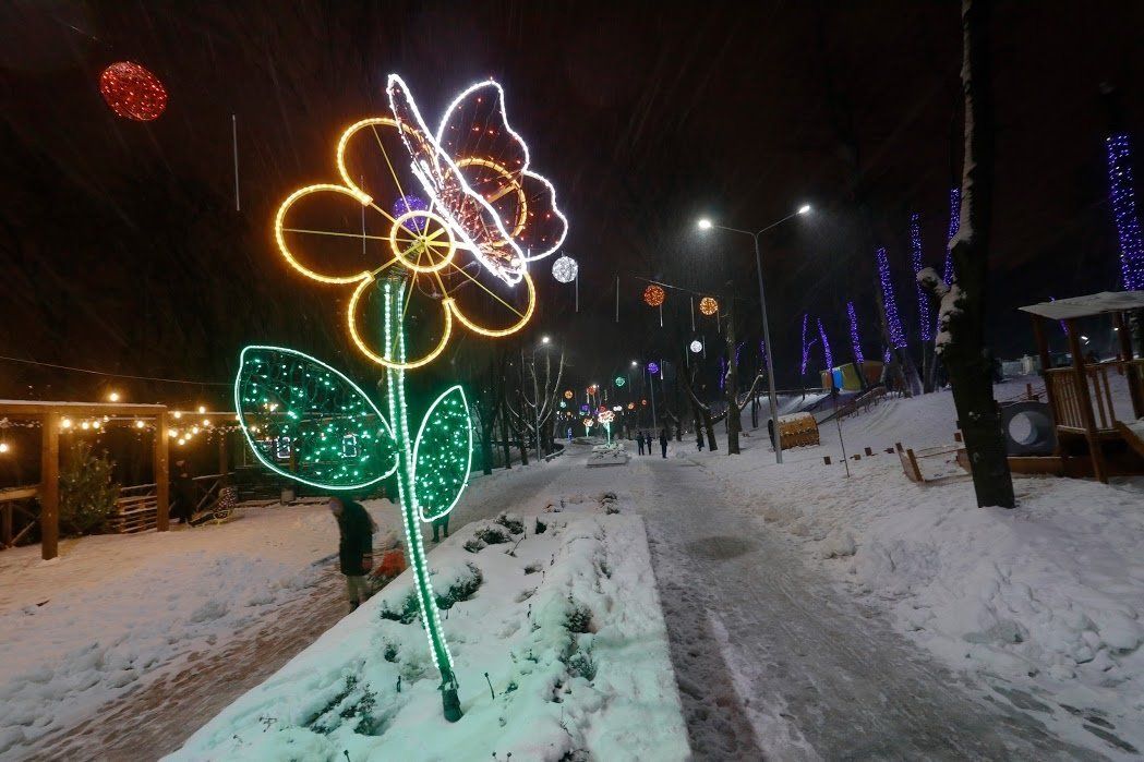 Так в прошлом году был украшен парк Зеленый Гай