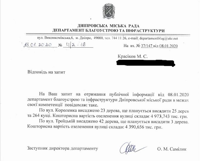 Во сколько бюджету Днепра обойдется высадка деревьев на Короленко и Троицкой 1
