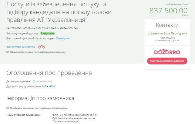 «Независимый» конкурс на главу Укрзалізниці начали со скандала в Prozorro 1