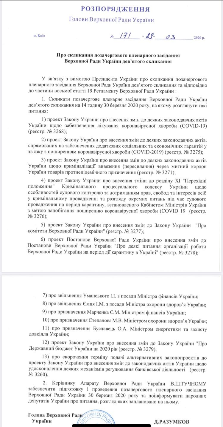 Коронавирусные законы, отставка министров и бюджет: как голосовали в Верховной Раде 1
