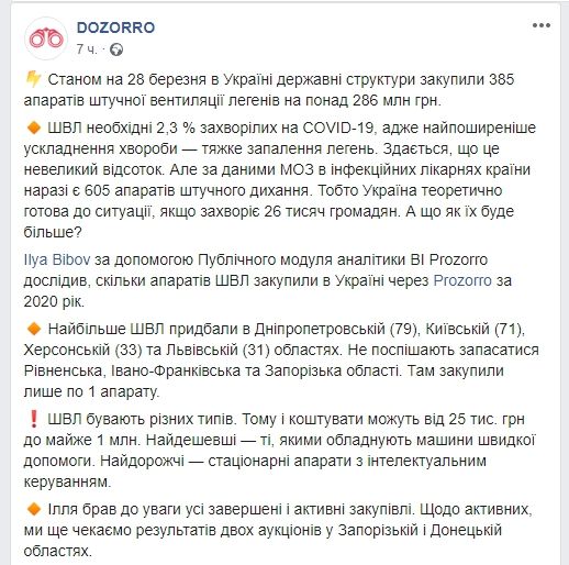Днепропетровская область в лидерах по закупке аппаратов ИВЛ 1