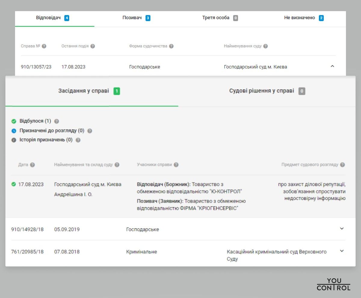 Скриншот из системы YouControl Скриншот из системы YouControl