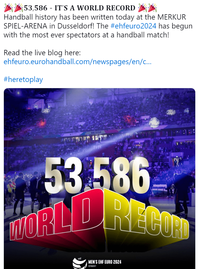 На Євро-2024 з гандболу встановили світовий рекорд відвідування - відео 1