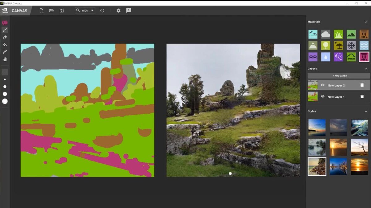 NVIDIA представила собственный фоторедактор, который через нейросети делает из набросков реалистичные изображения