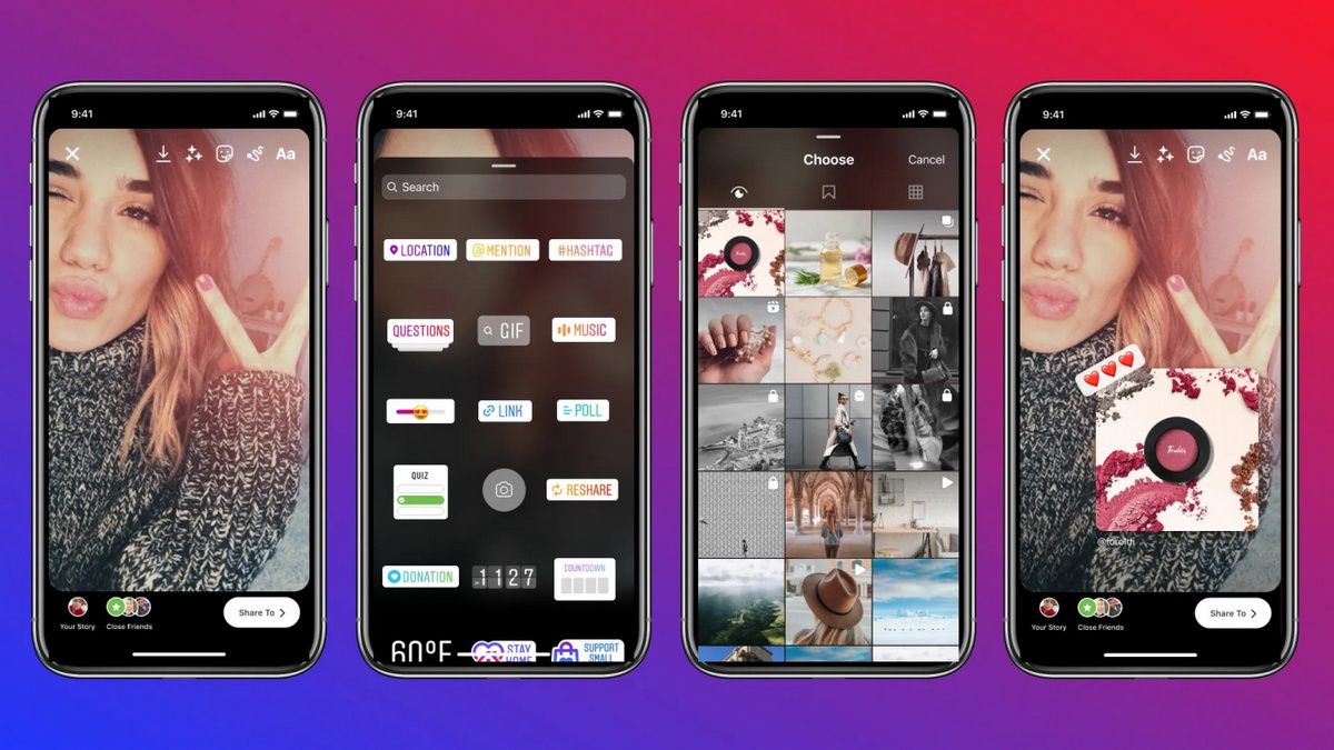 Instagram тестирует стикер Reshare для репостов публикаций в Stories