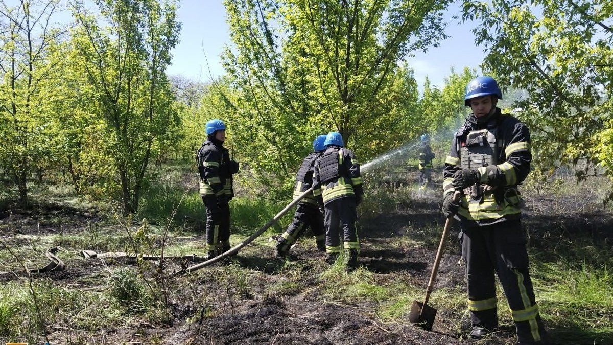 На острове Хортица потушили пожар: туда попала ракета оккупантов
