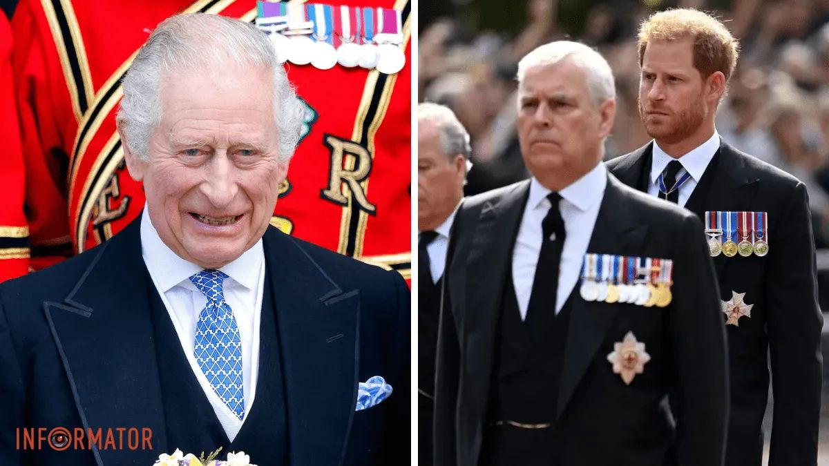 Чарльз III, принц Ендрю та принц Гаррі