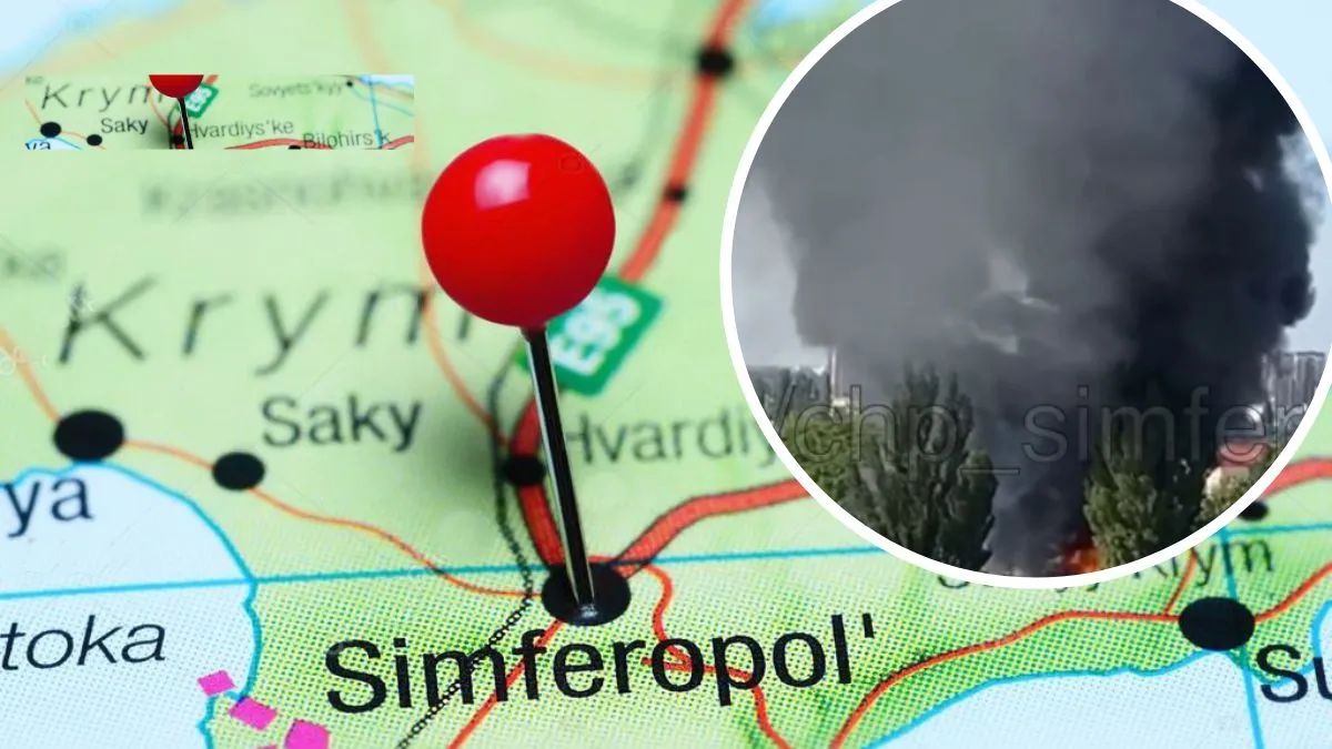 В Симферополе пылает военная часть оккупантов