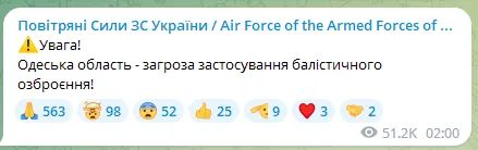 Моніторингові канали повідомили про небезпеку у регіоні