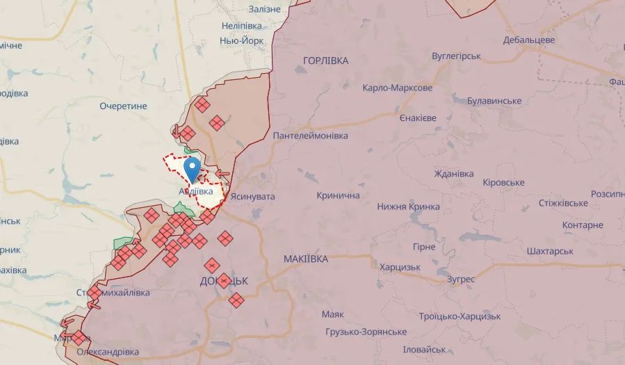 рф штурмует города Донецкой области. Фото: deepstatemap.live