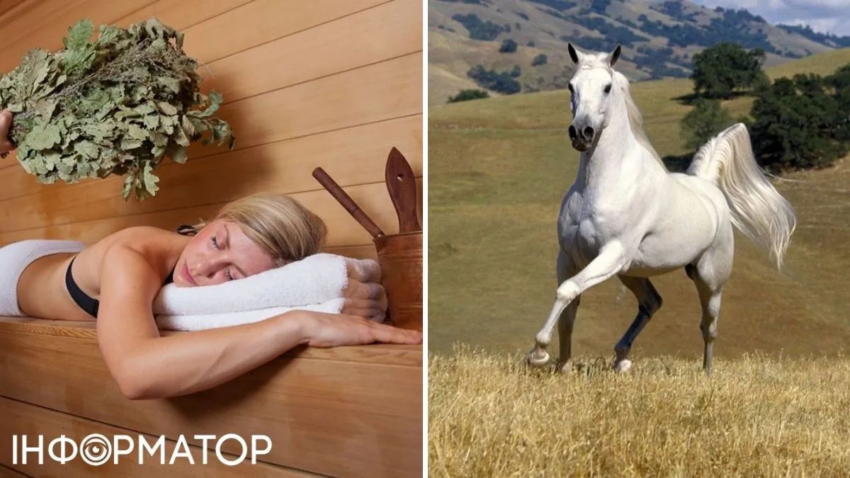 Жінка в лазні та кінь