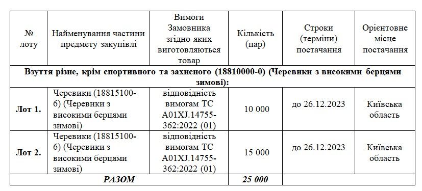 Берці зимові мають доставити до Київської області Берці зимові мають доставити до Київської області