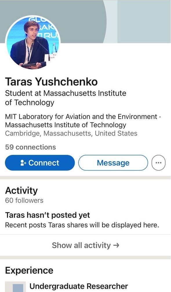 Профиль Тараса Ющенко на Linkedin Профиль Тараса Ющенко на Linkedin