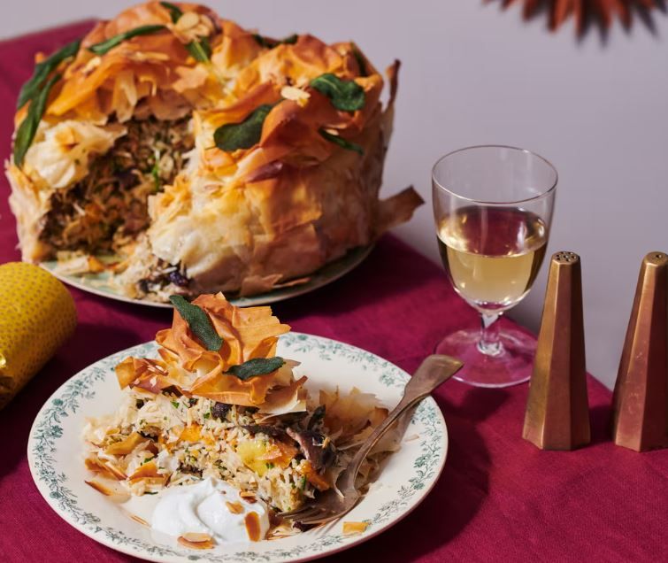 Рождественский рисовый пирог с жареным миндалем!