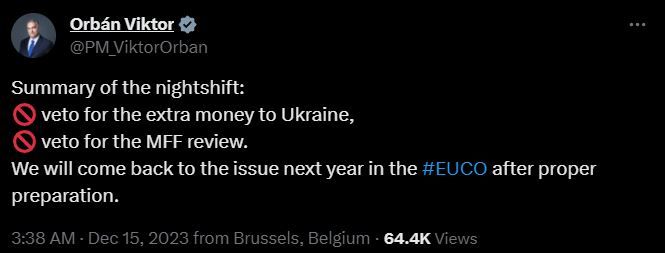 Орбан заблокував виділення 50 млрд євро для України: в ЄС відреагували 1