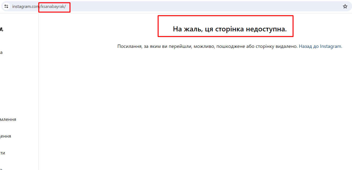 Так выглядит Instagram страница Оксаны Байрак в Украине Так выглядит Instagram страница Оксаны Байрак в Украине