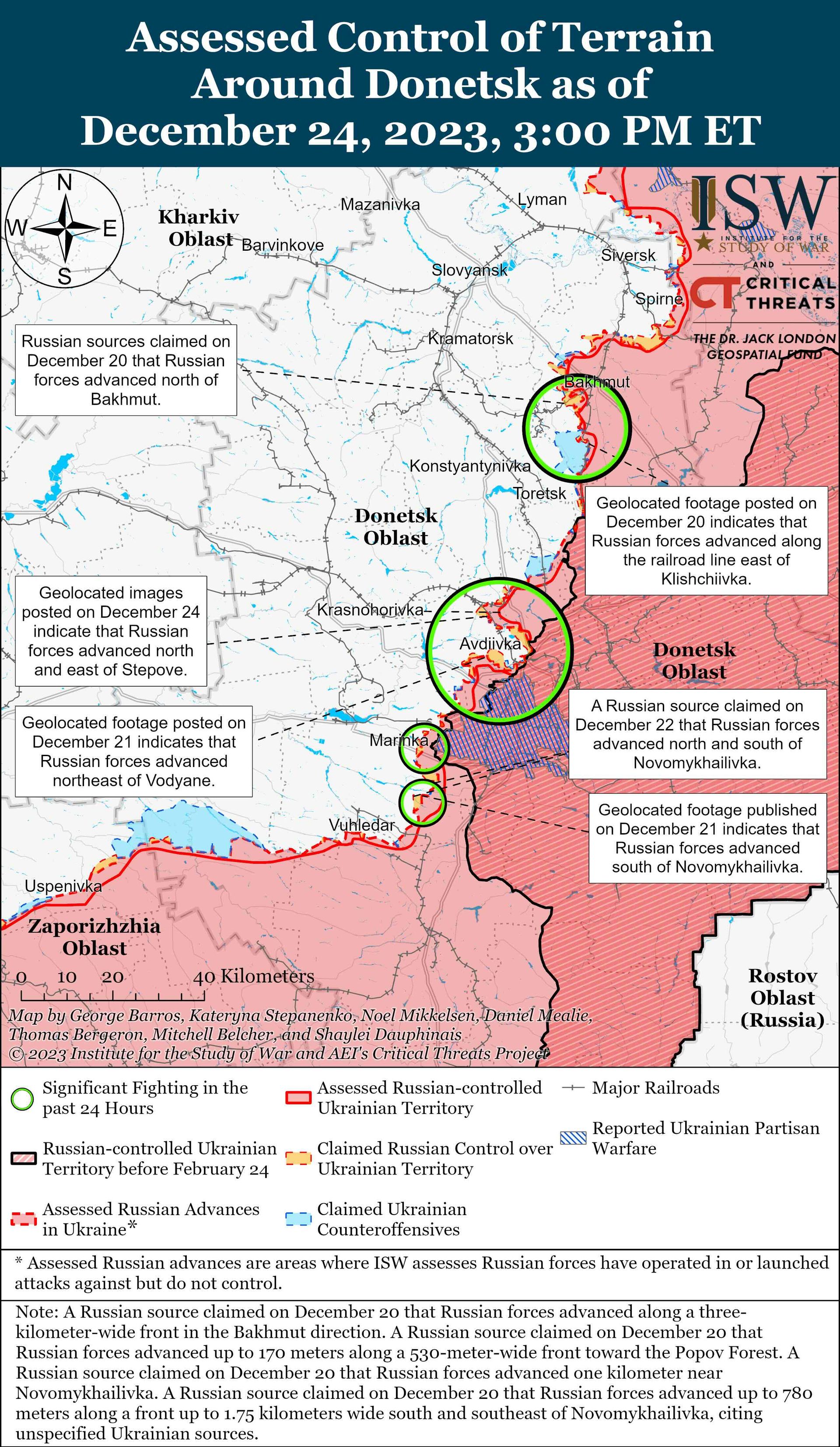 Росіяни просунулися біля Авдіївки та Кремінної, однак зазнають втрат на Півдні, - ISW 1
