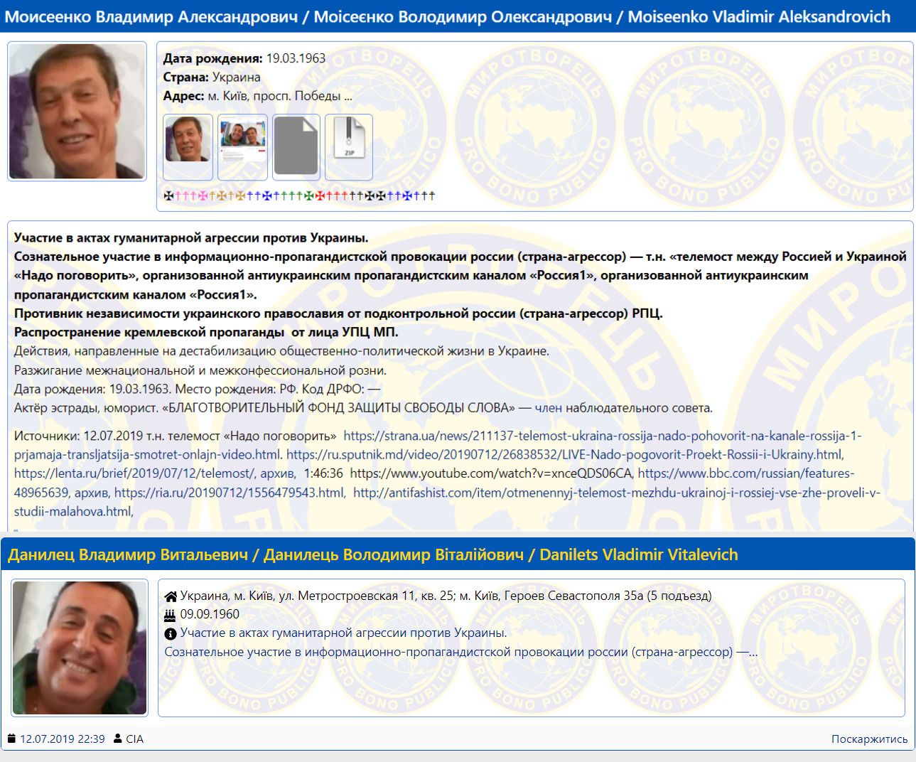 Учасники гурту "Кролики" в базі "Миротворець" Учасники гурту "Кролики" в базі "Миротворець"
