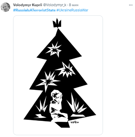 В мережі з новою силою таврують рашистів хештегом #RussiaIsATerroristState після масованої атаки по Україні 29 грудня 8
