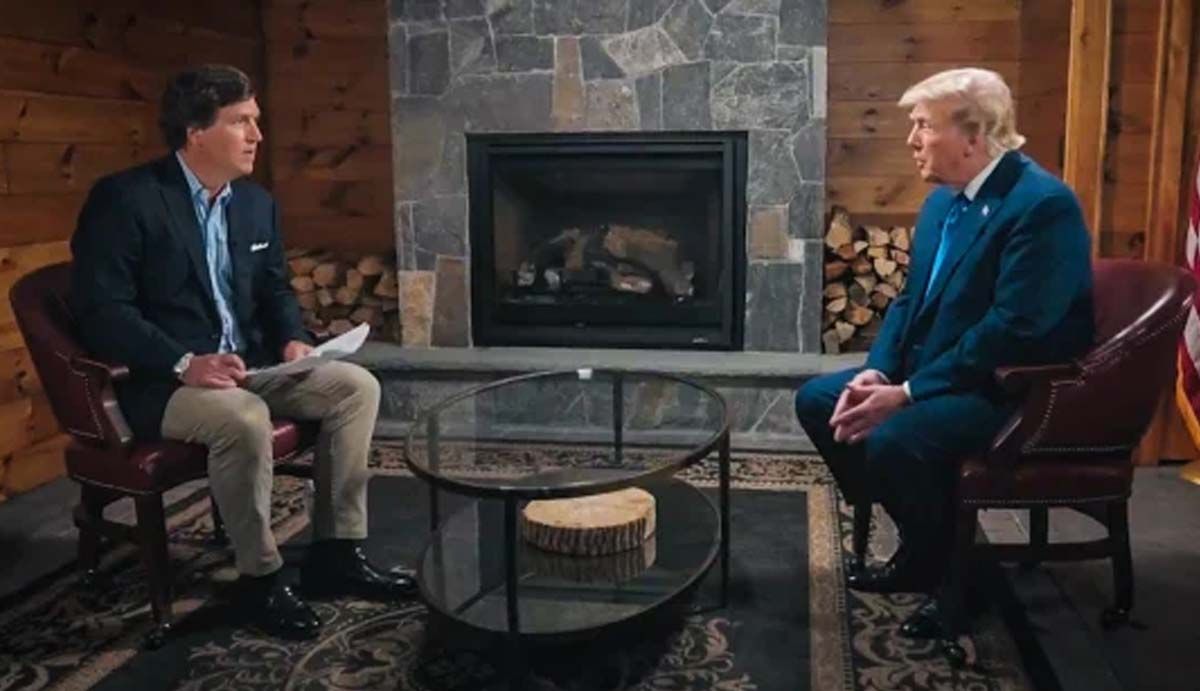 Такер Карлсон запитує Трампа, чи не думає він, що нього хочуть убити. Фото з відкритих джерел Такер Карлсон запитує Трампа, чи не думає він, що нього хочуть убити. Фото з відкритих джерел