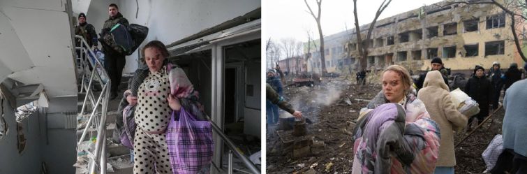 Блогерша Марианна Пидгурская после бомбежки роддома в Мариуполе. Фото Евгения Малолетки и Мстислава Чернова Блогерша Марианна Пидгурская после бомбардировки роддома в Мариуполе. Фото Евгения Малолетки и Мстислава Чернова