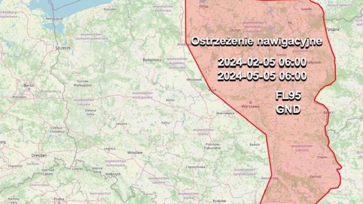 Карта, которая очерчивает зону предупреждения Карта, которая очерчивает зону предупреждения