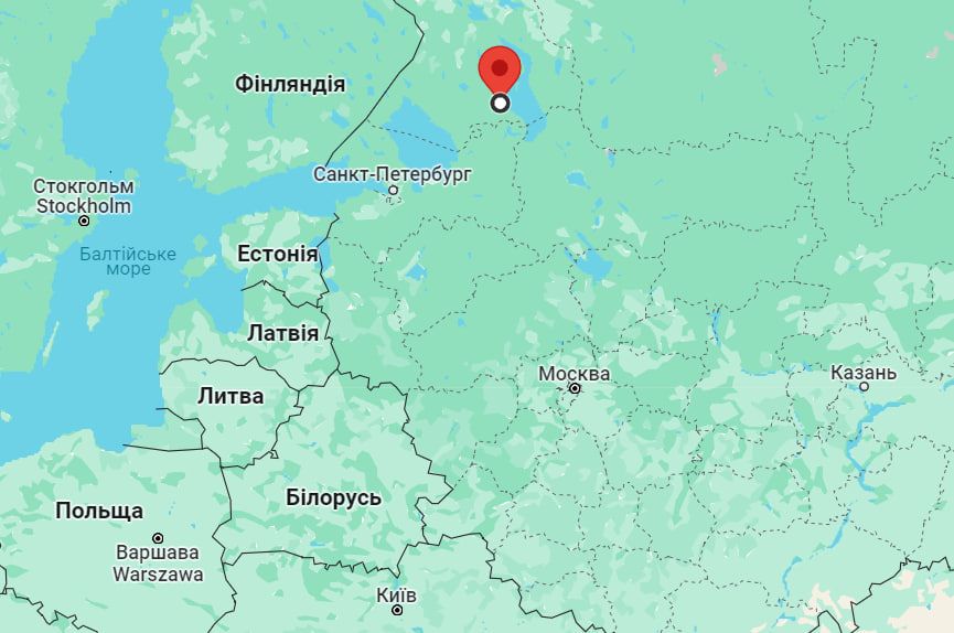 Місце падіння гелікоптера на карті Місце падіння гелікоптера на карті