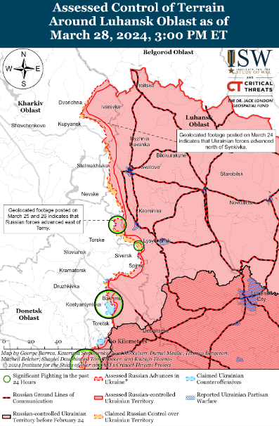В ISW показали карти боїв на фронті: росіяни просунулися на одному із напрямків 1