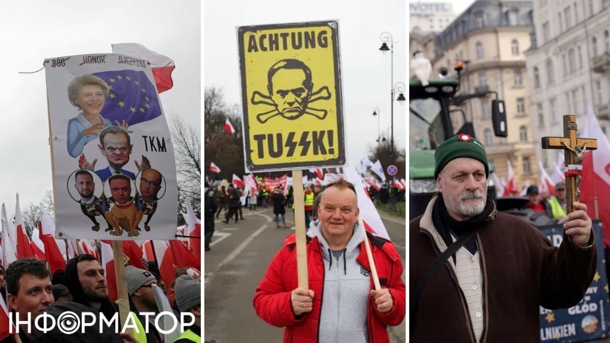 Правительство Туска в воображении польских фермеров ассоциируется с их проблемами. Коллаж: Информатор