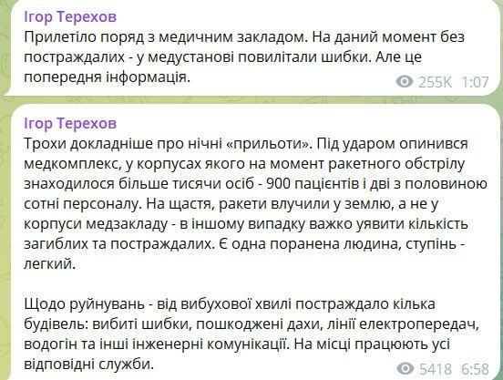 Российские оккупанты ночью ударили по врачу в Харькове: ранены и разрушены 1