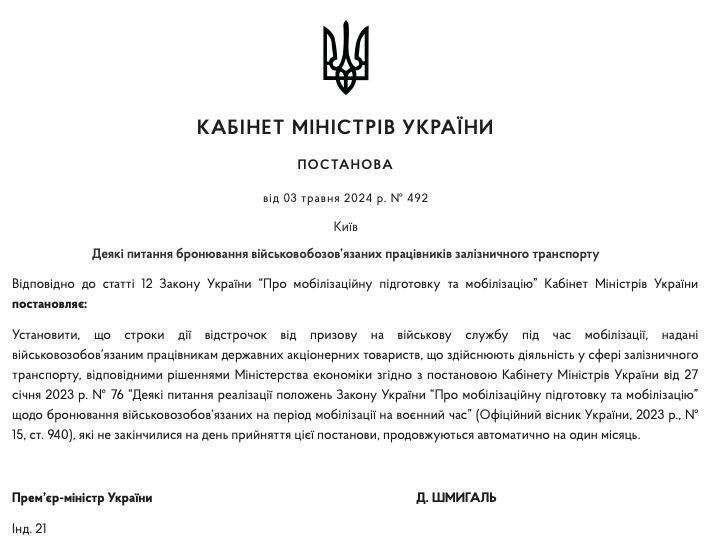 Постанова Шмигаля щодо резерву залізничних робітників Постанова Шмигаля щодо резерву залізничних робітників