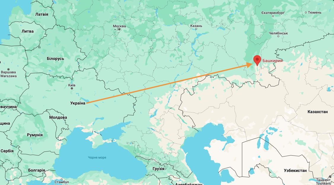 Расстояние от Украины до пораженного объекта Расстояние от Украины до пораженного объекта