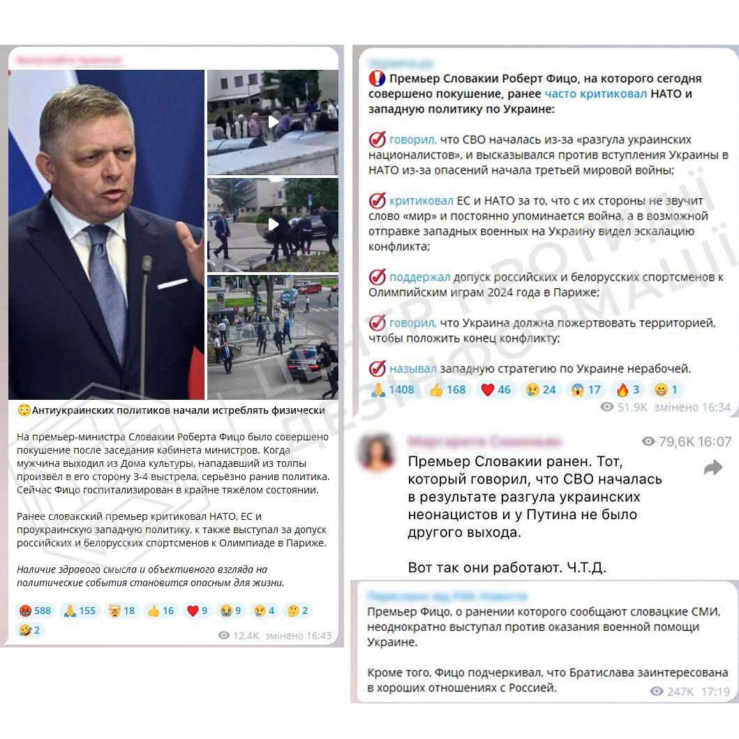 Російські пропагандисти зв'язуть замах на Фіцо та його проросійські  Російські пропагандисти зв'язуть замах на Фіцо та його проросійські