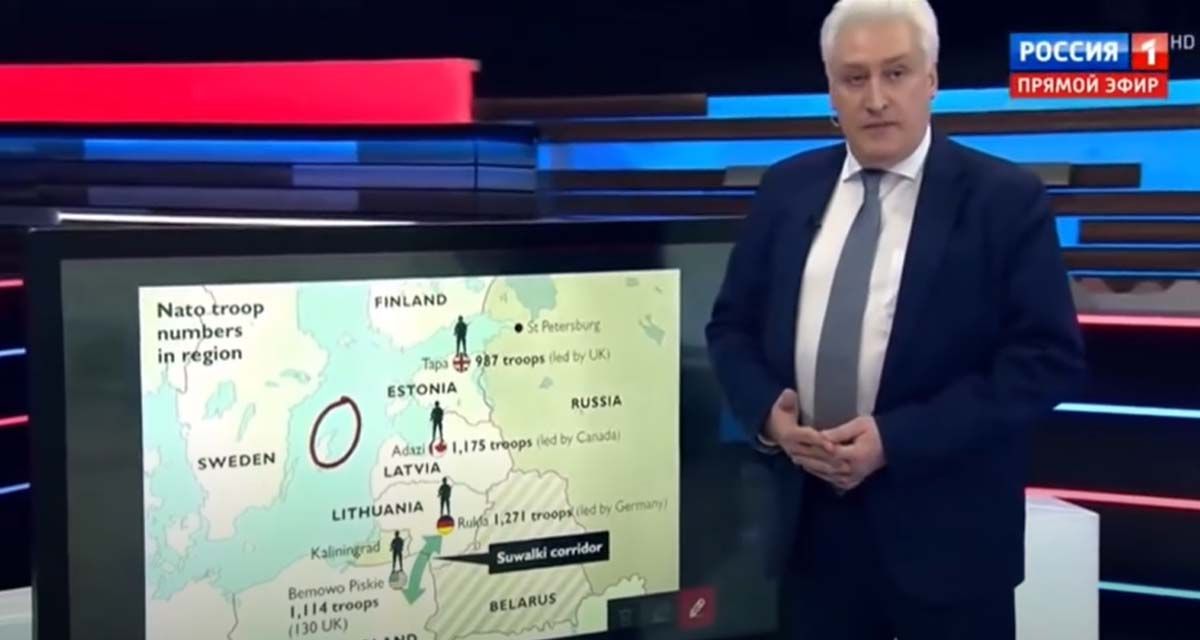 План окупації Ґотланду в ефірі "Россия 1" озвучив військовий експерт Ігор Коротченко .Скріншот відео План окупації Ґотланду в ефірі "Россия 1" озвучив військовий експерт Ігор Коротченко .Скріншот відео