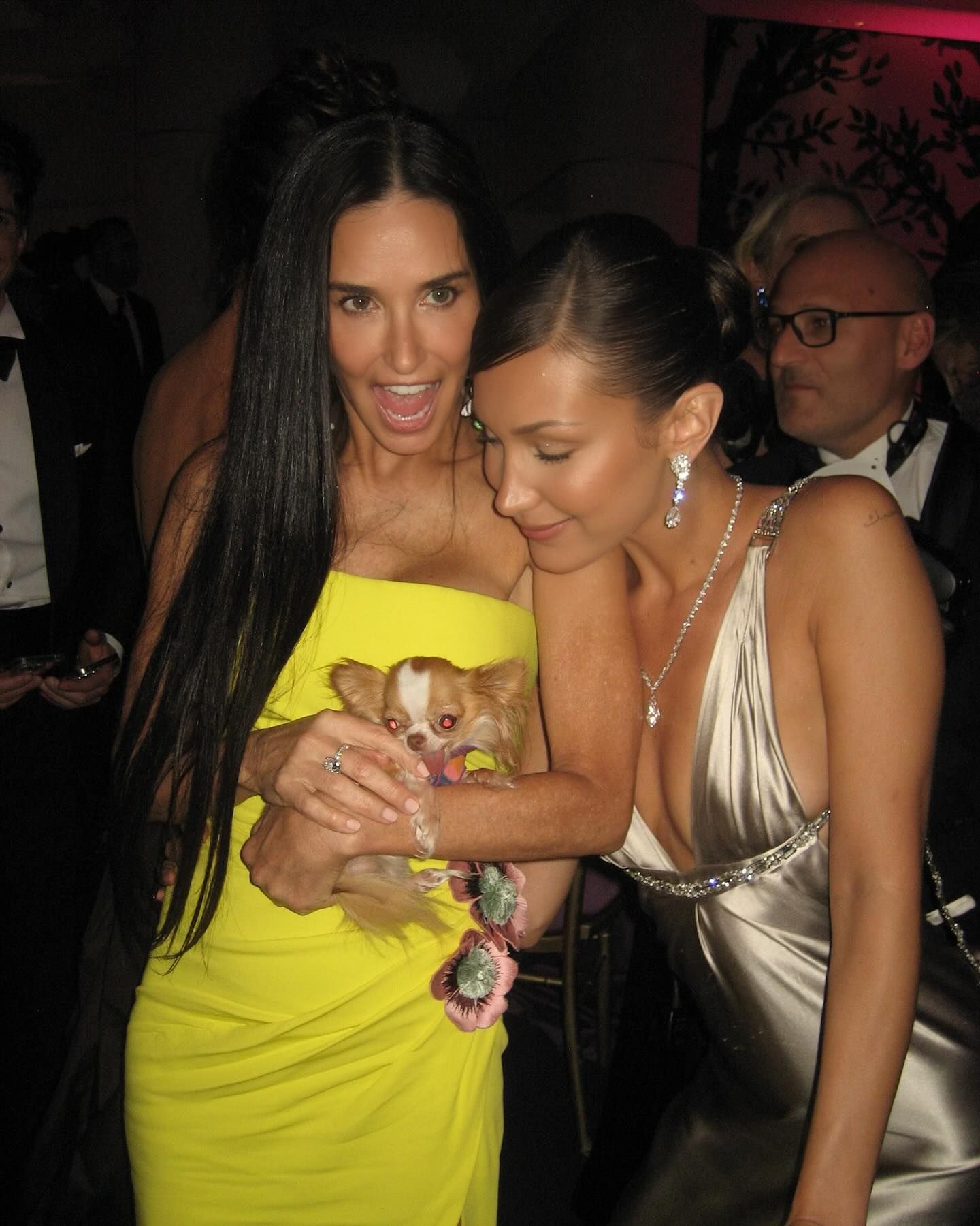 Деми Мур со своей собакой и Белла Хадид Деми Мур со своей собакой и Белла Хадид