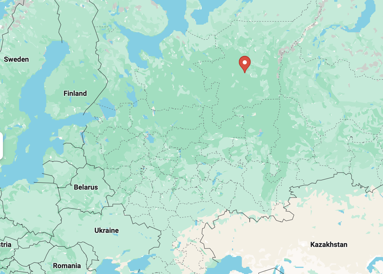 Розташування на карті НПЗ у Комі, на якому сталася пожежа. Джерело: Google Maps Розташування на карті НПЗ у Комі, на якому сталася пожежа. Джерело: Google Maps