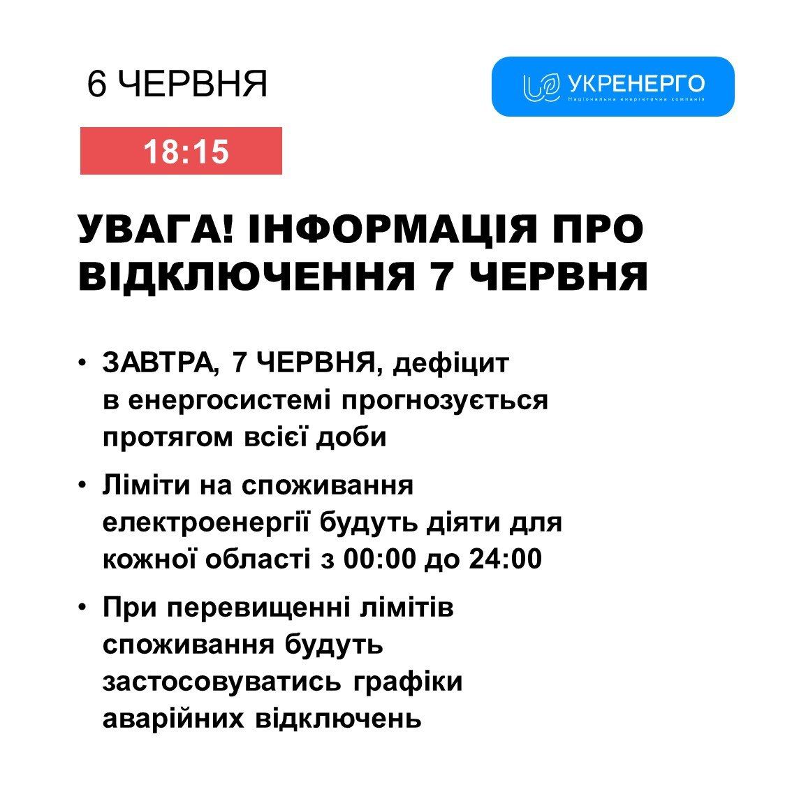 Укренерго дало прогноз на п’ятницю: коли вимикатимуть світло 1