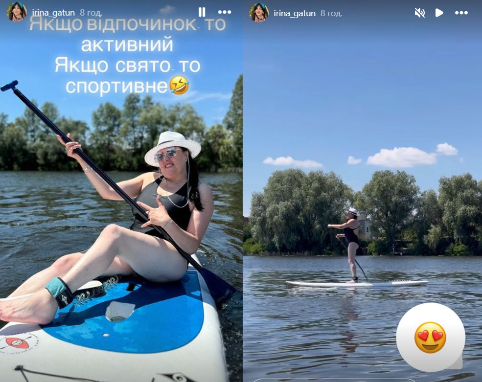 Ірина Гатун впевнено стоїть на дошці.  Ірина Гатун впевнено стоїть на дошці.