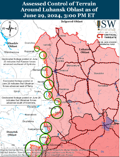 Карта боев в Луганской области 29-30 июня Карта боев в Луганской области 29-30 июня
