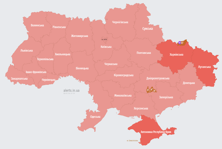 Карта тревог Украины Карта тревог Украины
