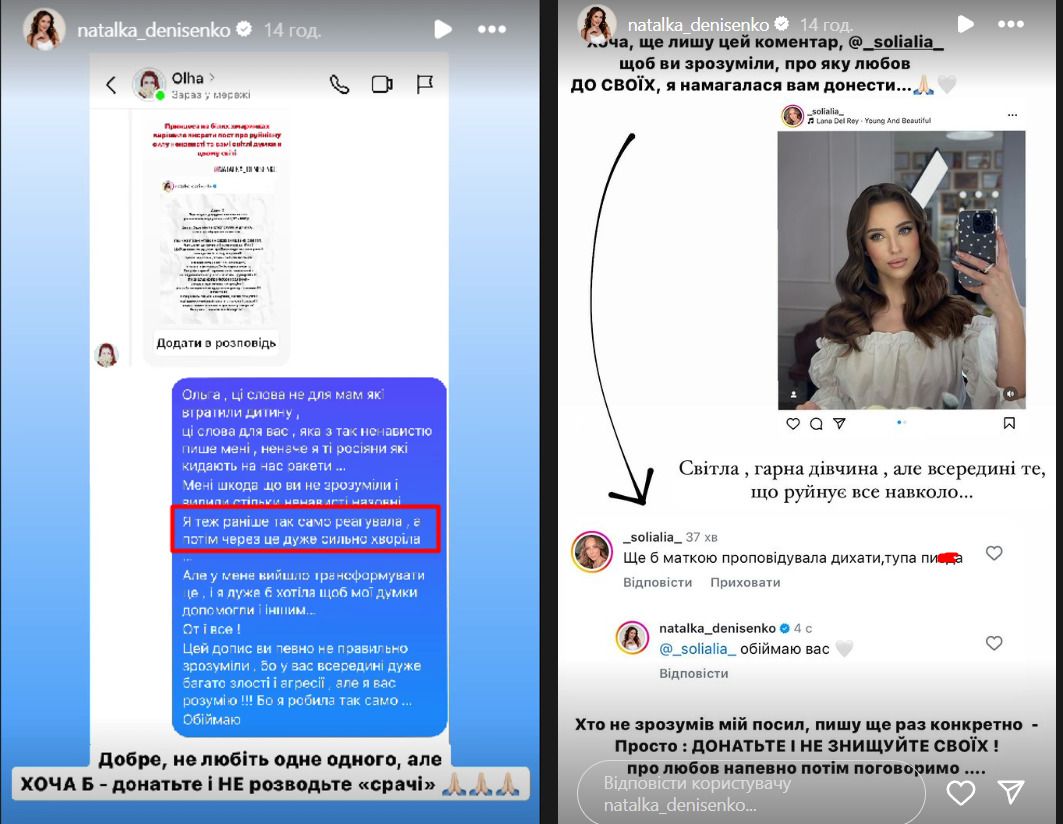 Наталка Денисенко відповіла деяким хейтерам її позиції Наталка Денисенко відповіла деяким хейтерам її позиції