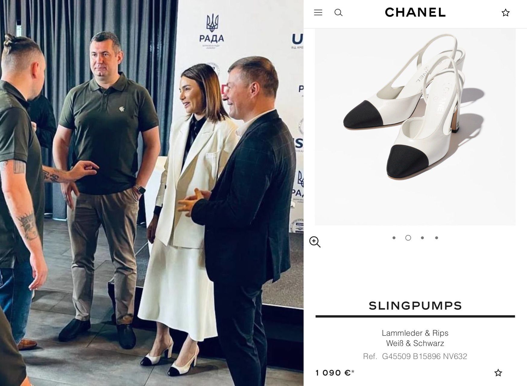 Белые слингбеки Chanel с черным носком за 1090 евро (48,5 тысяч гривен) Белые слингбеки Chanel с черным носком за 1090 евро (48,5 тысяч гривен)