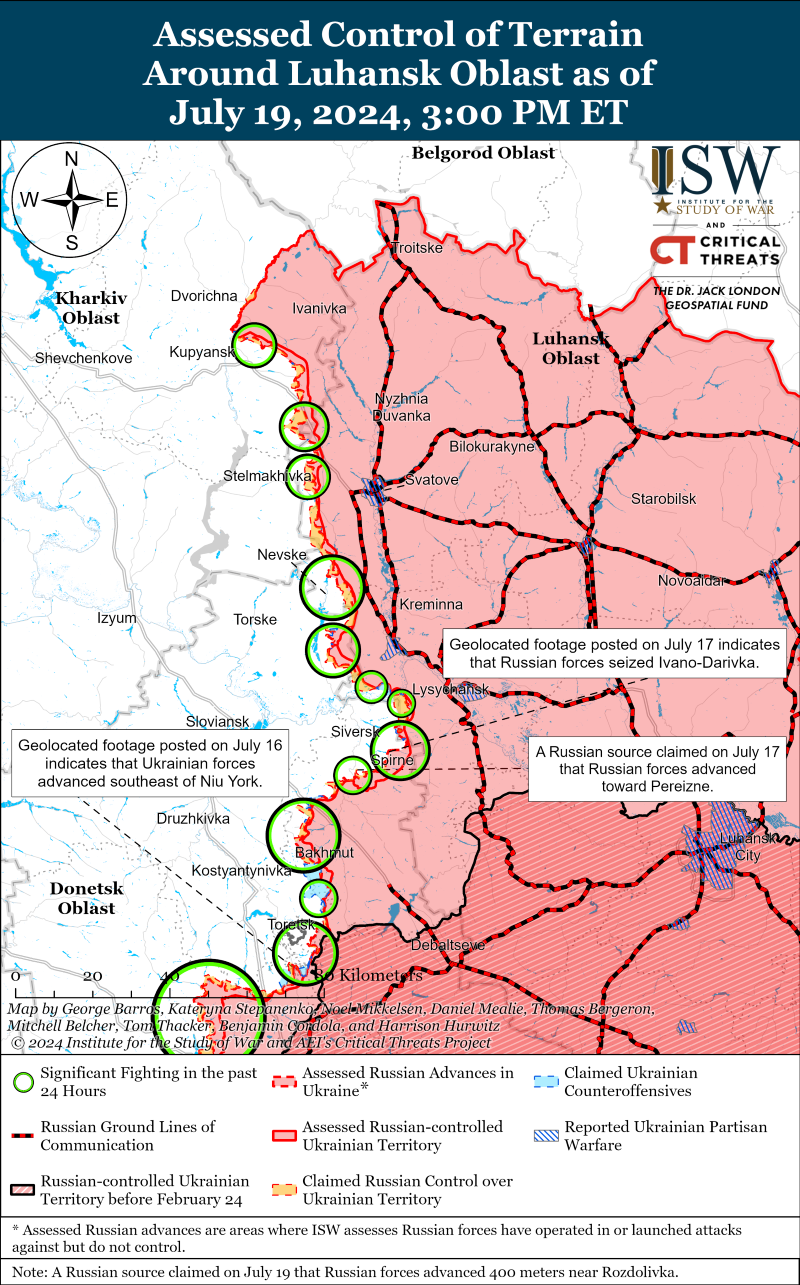 Армія РФ просунулась на схід від Торецька і продовжує наступ біля Часового Яру - ISW 1