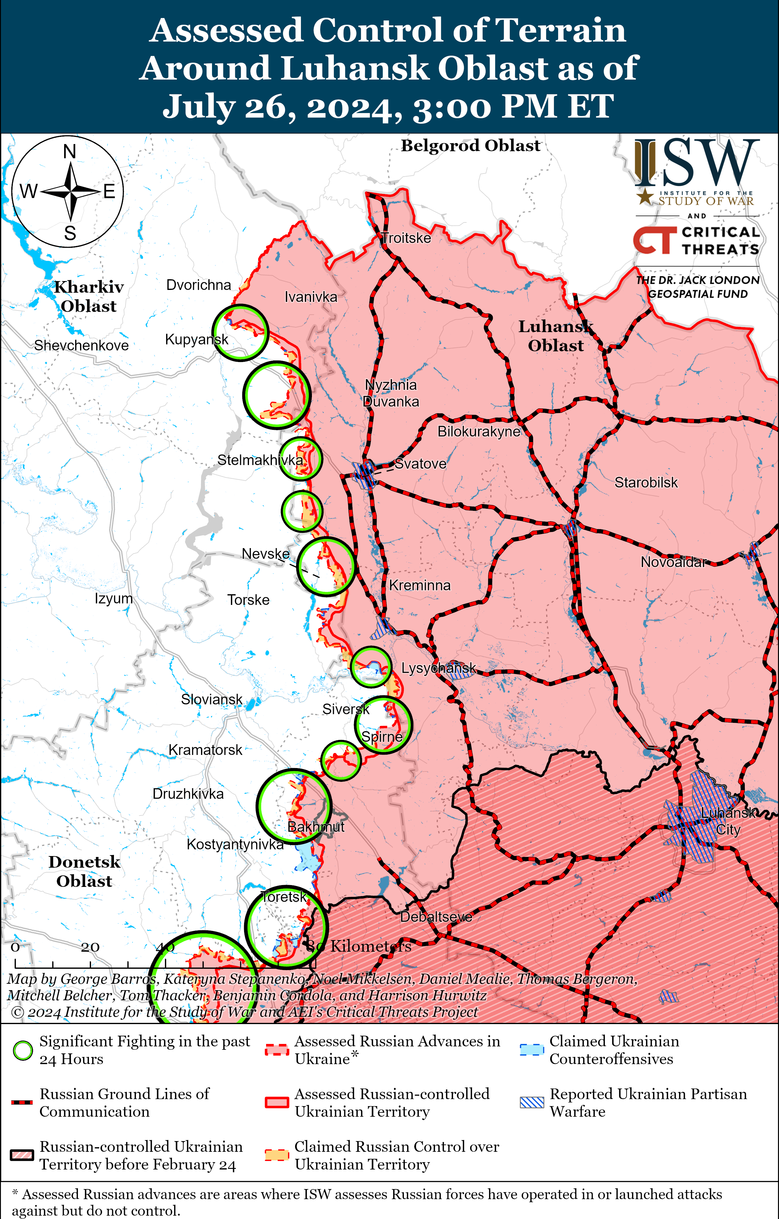 Русские войска продвинулись к западу от Донецка, а также захватили две деревни: карты ISW 2