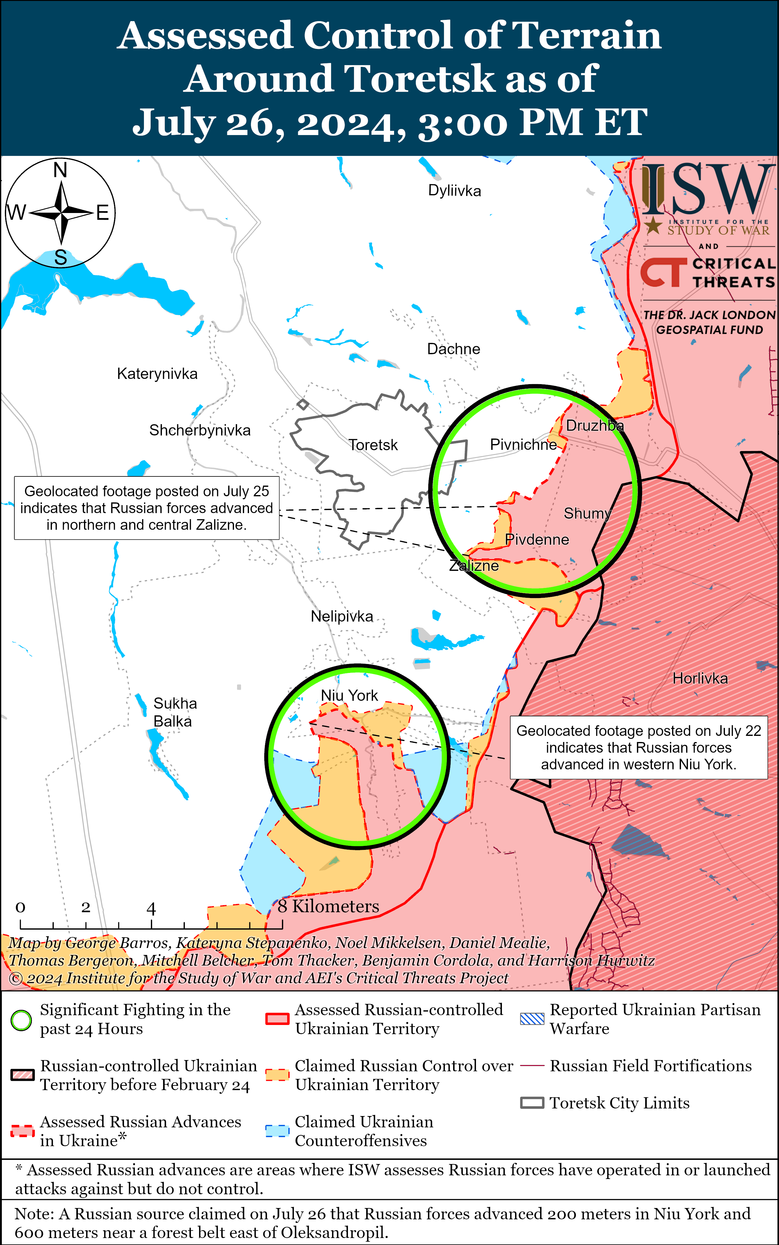 Русские войска продвинулись к западу от Донецка, а также захватили две деревни: карты ISW 4
