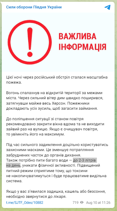 Сильна пожежа під Херсоном через обстріл РФ: над містом висить хмара чорного диму 2