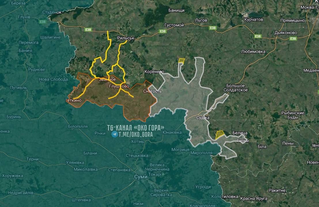 Можлива територію оточення у разі руйнування моста у селищі Званне Можлива територію оточення у разі руйнування моста у селищі Званне